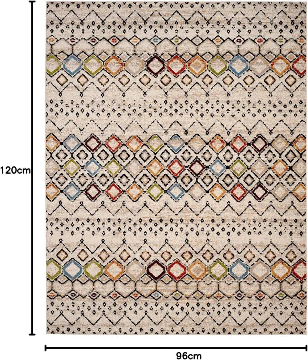 Large 8x10 Moroccan Boho Area Rug, Non-Shedding & Easy Clean,