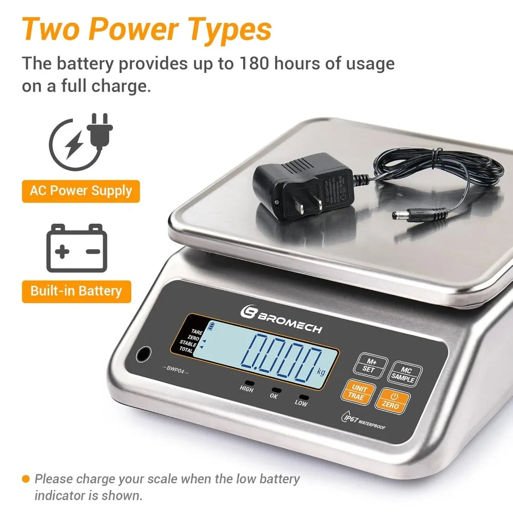 Food Scale Pound and Ounce, Rechargeable, Commercial Grade, Stainless Steel Platform,