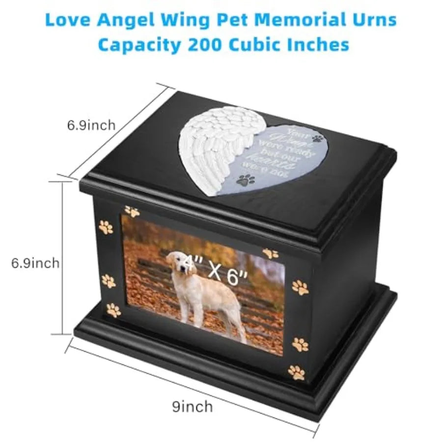 Pet Memorial Urns for Dogs or Cats Ashes, Large Wooden Funeral Pets Memorial Urns with Photo Frame, .