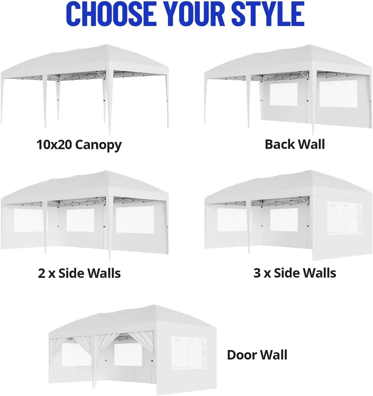 10x20ft Pop‑Up Canopy Tent w/Window Sidewalls  Folding Gazebo Tent . Waterproof Outdoor Shelter Light-transparent Sidewall Windows . 0xford Fabric