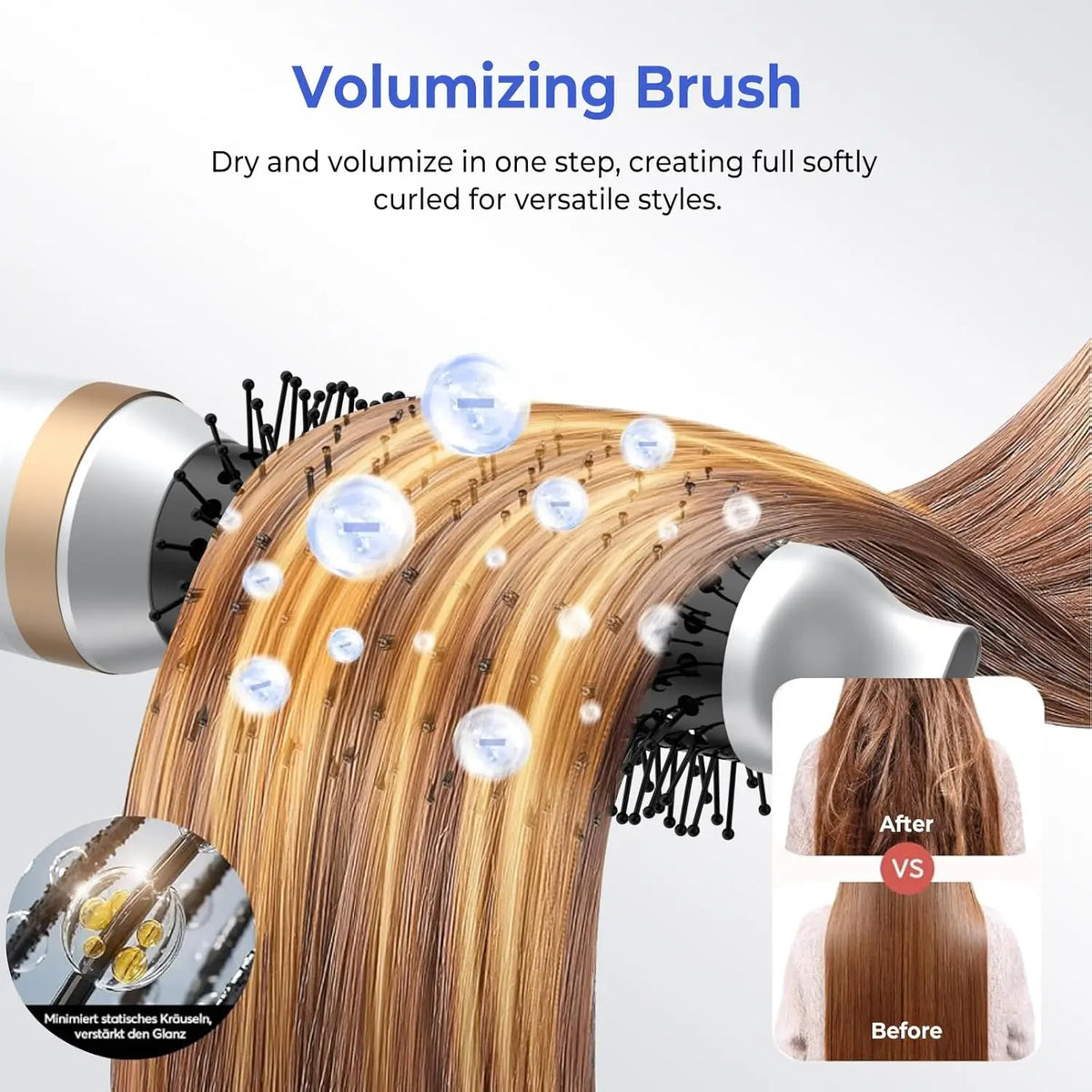 5-in-1 Hair Dryer Brush Set, Blow Dryer Brush with Air Style Wrap Hair Styler, Negative Ionic Magic Style Set, Detachable Air Cu