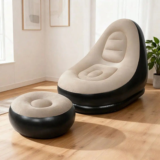 Sofa And Footstool Inflatable Lazy Sofa Chair Folding Portable .