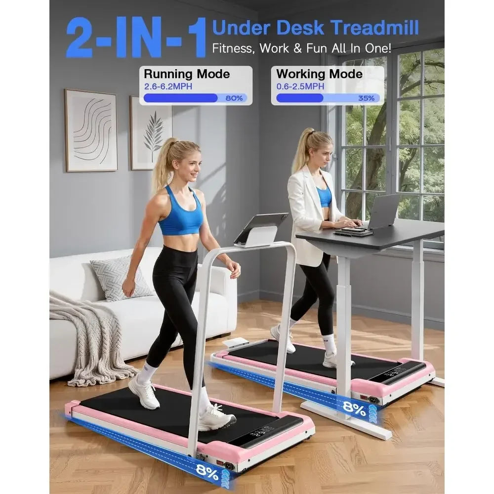 Dual-Function Treadmill with Adjustable Incline, Ultra-Quiet 3.5 HP.