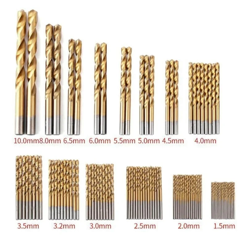 99Pcs HSS High Speed Steel Metric Drill Bit Sets .