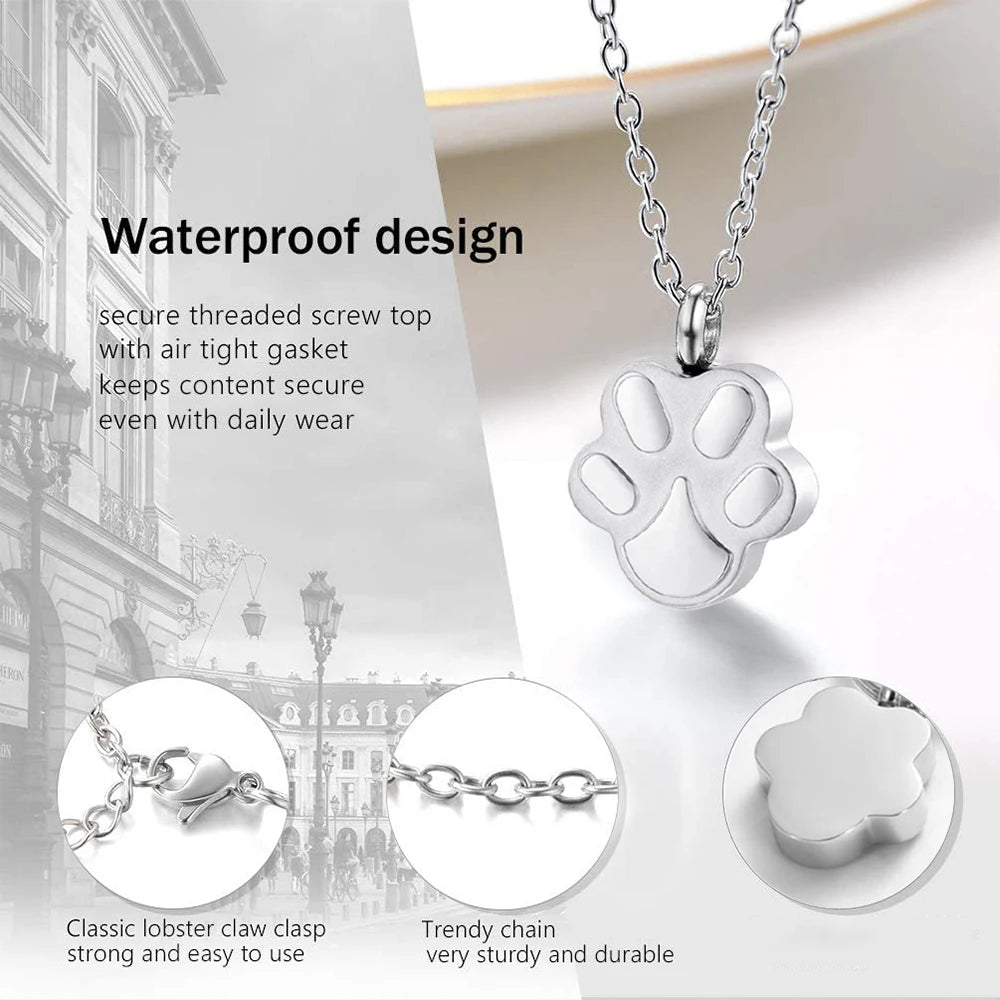 Pet Cremation Jewelry for Ashes Pendant Paw Print Pet Urn Necklace .