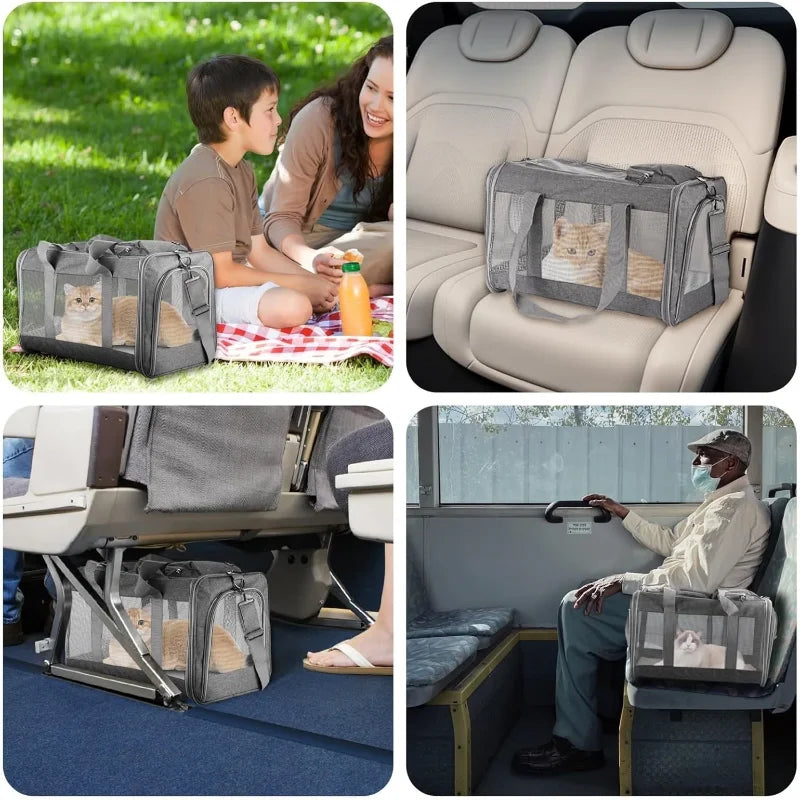 Airline Approved Pet Carrier for Cats Dogs Soft Travel Bag with Breathable Honeycomb Board ,Removable .