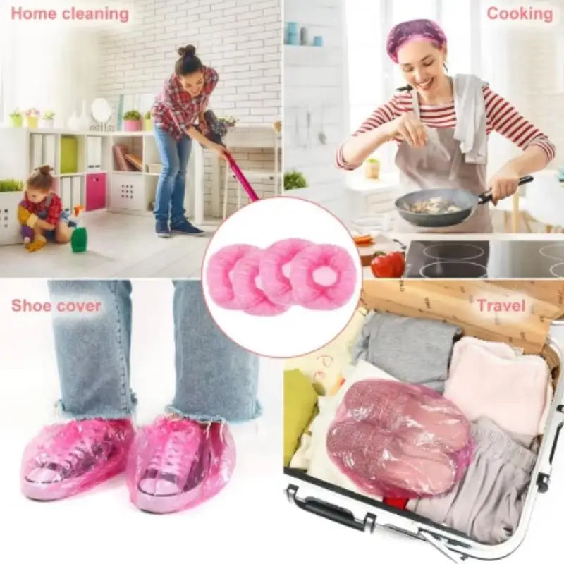 80pcs Waterproof Disposable Shower Cap Women's  Elastic Mouth Strip Plastic.