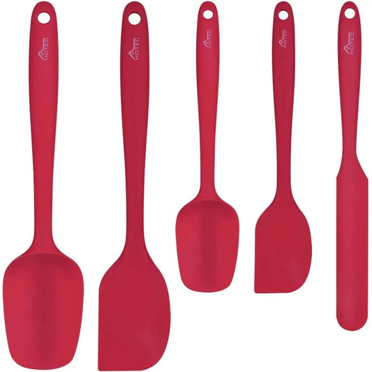 BPA Free Silicone Rubber Spatula Set, Red, Set of 5