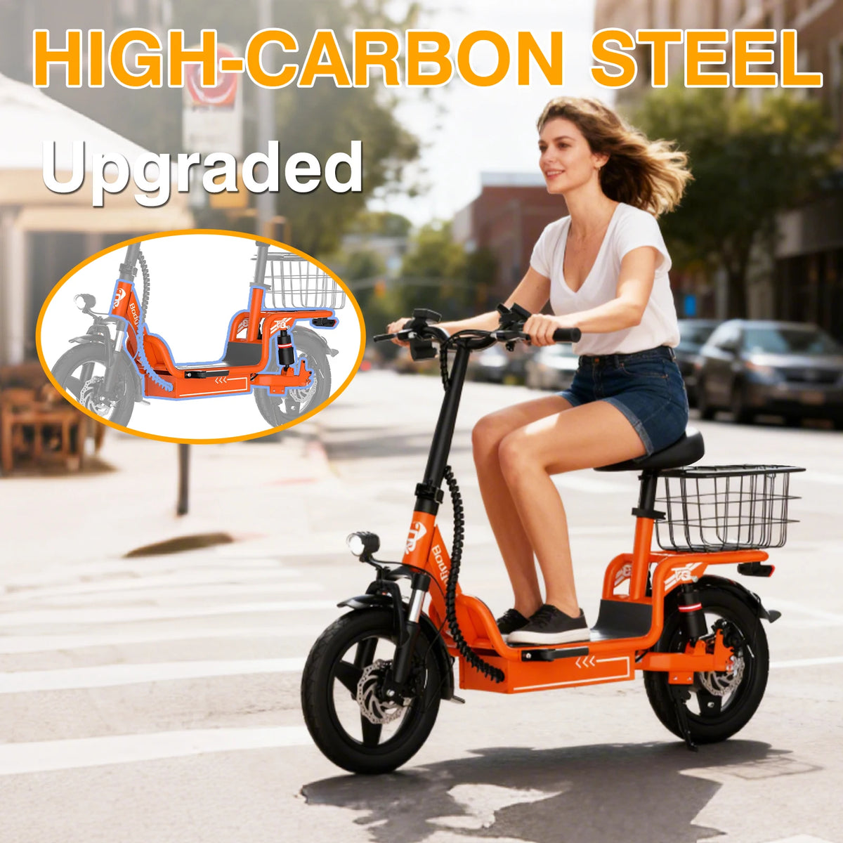 Bodywel T3 Folding Electric Scooter for Adults, 48V 13Ah Full Shock Foldable EScooter with Seat.