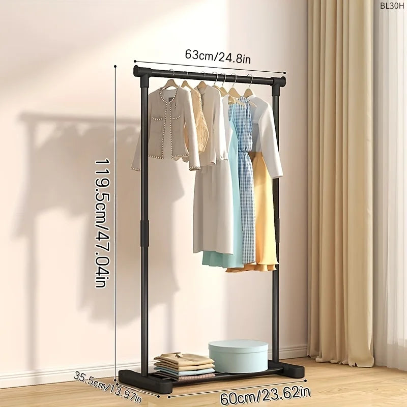 Space Saving Metal Clothes Rack with Adjustable Hanging Rod