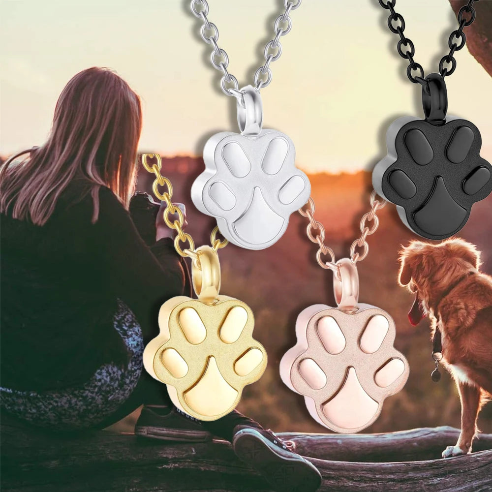 Pet Cremation Jewelry for Ashes Pendant Paw Print Pet Urn Necklace .
