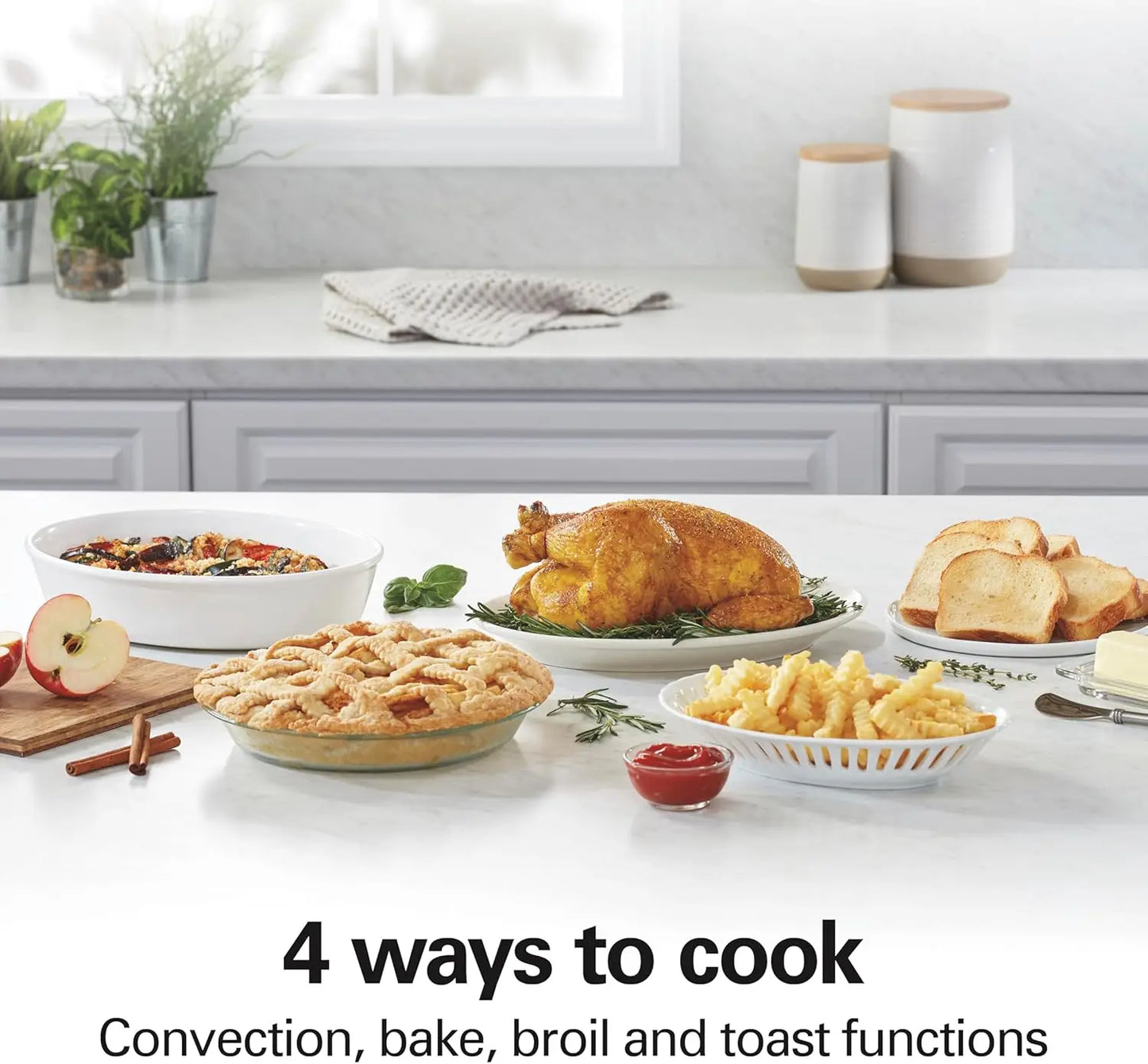 6 Slice Convection Toaster Oven With Easy Reach Roll-Top Door., Auto Shutoff, Silver.