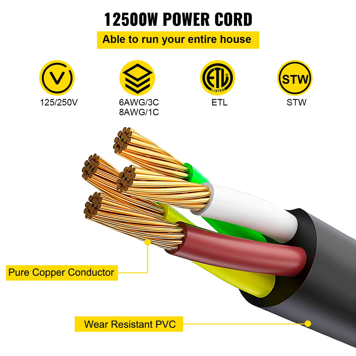 25FT 36FT 50FT 50Amp RV Extension Cord N14-50 Plug Copper Wire.