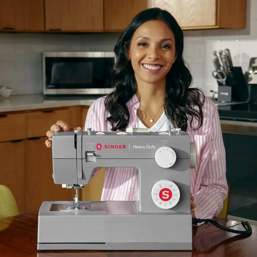 Powerful High-Speed Sewing Machine with 97 Stitches, Metal Frame, 1-Step Buttonhole, LED Light, Grey