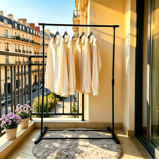 Space Saving Metal Clothes Rack with Adjustable Hanging Rod