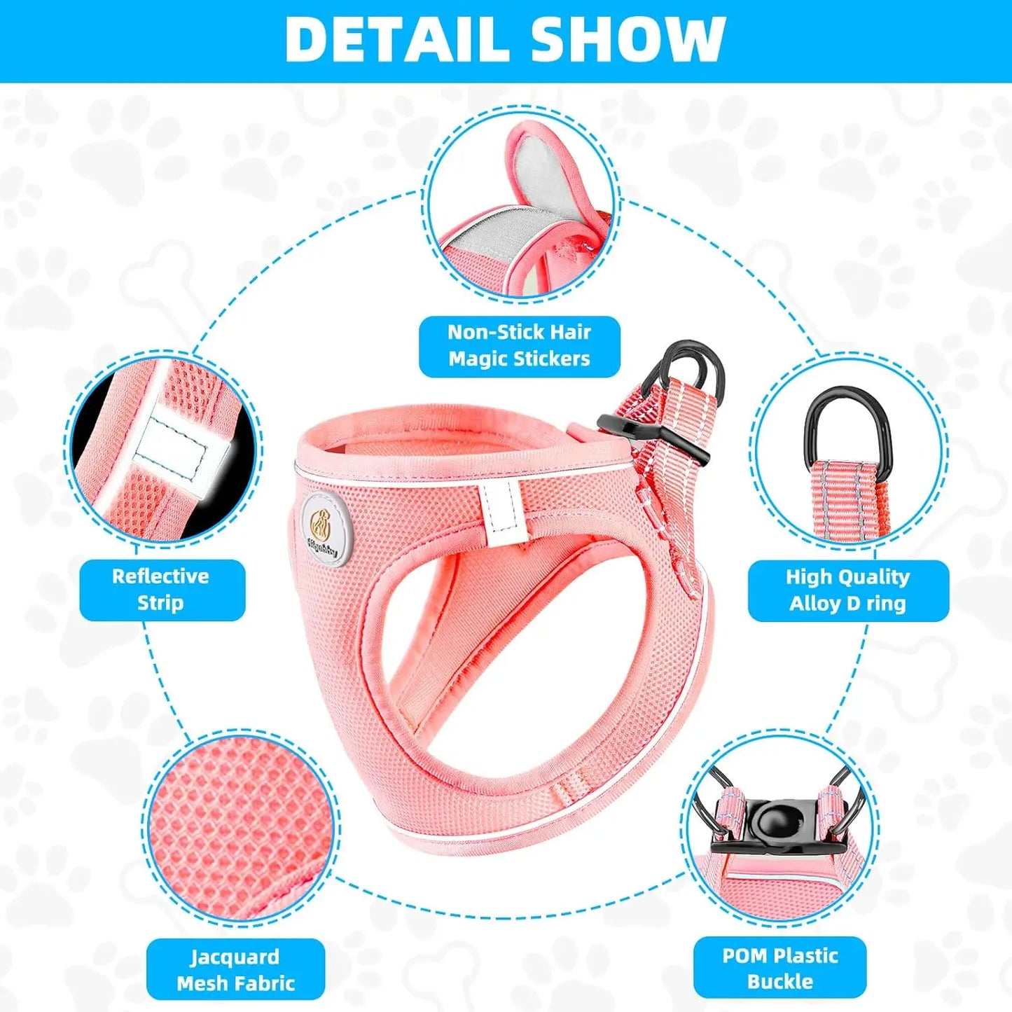 No Pull Dog Harness and Leash Set, Soft Mesh Vest for Small Medium Dogs Cats, Reflective Breathable Step .