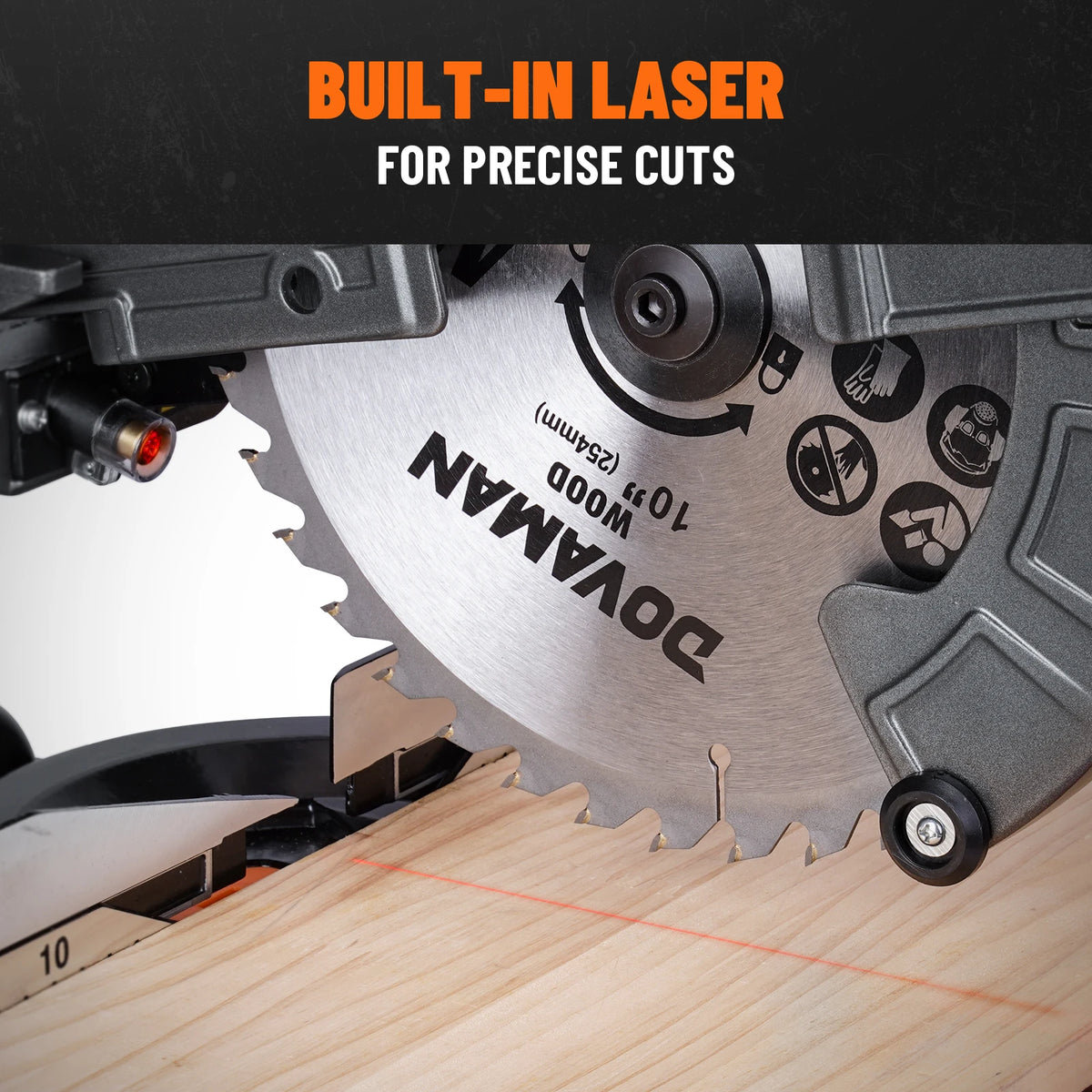 10" Sliding Miter Saw, Multi-Material Cutter with 3 TCT Blades, Dual Mode, 5000/3200RPM, Laser, 0-45° Bevel, 9 Stops
