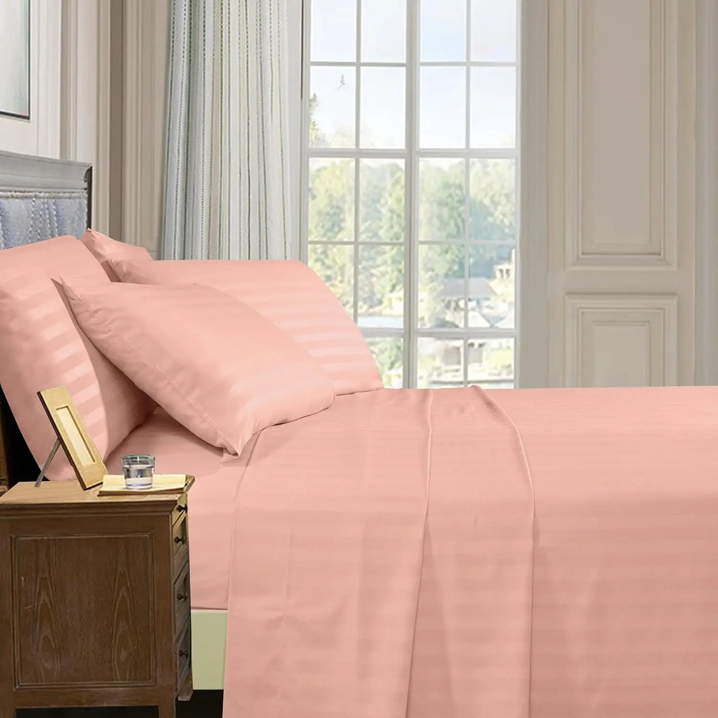 6-Piece King Sheet Set - Deep Pocket Microfiber Bed Sheets .4 Pillowcases, Dusty Rose