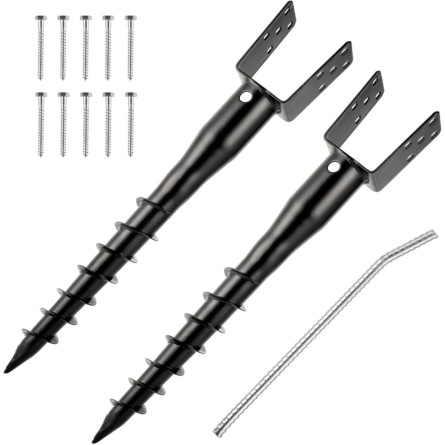 1/2/4 Pack No Dig Ground Screw Anchor - Black U Shaped Post Stake .