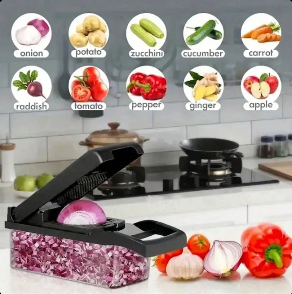 [Black Vegetable Slicer] 16-In-1 Multi-Functional Vegetable Chopper, Professional Onion Dicer, .
