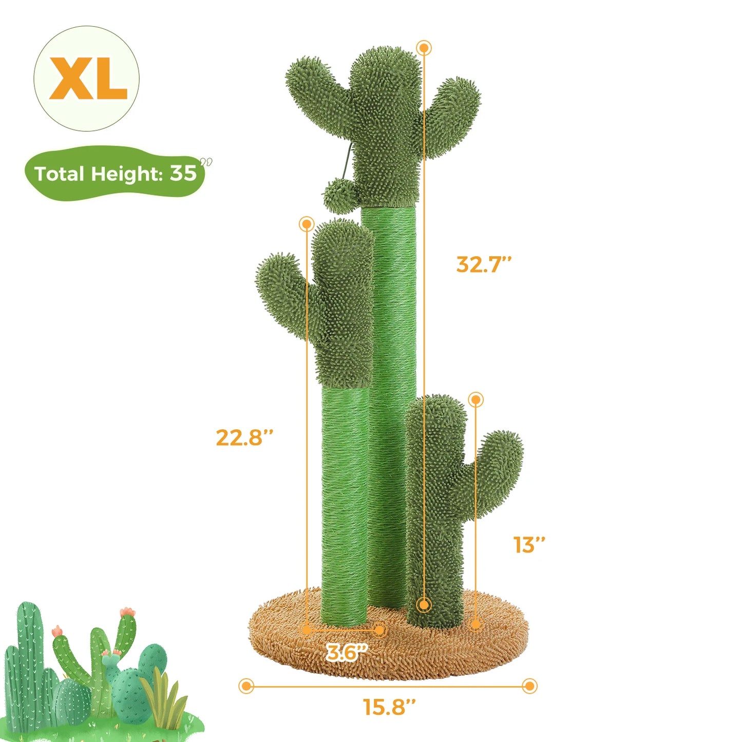 Cactus Cat Tree Small Cat Tower with Spacious Condo ,Cozy Hammock Ball, Scratching .