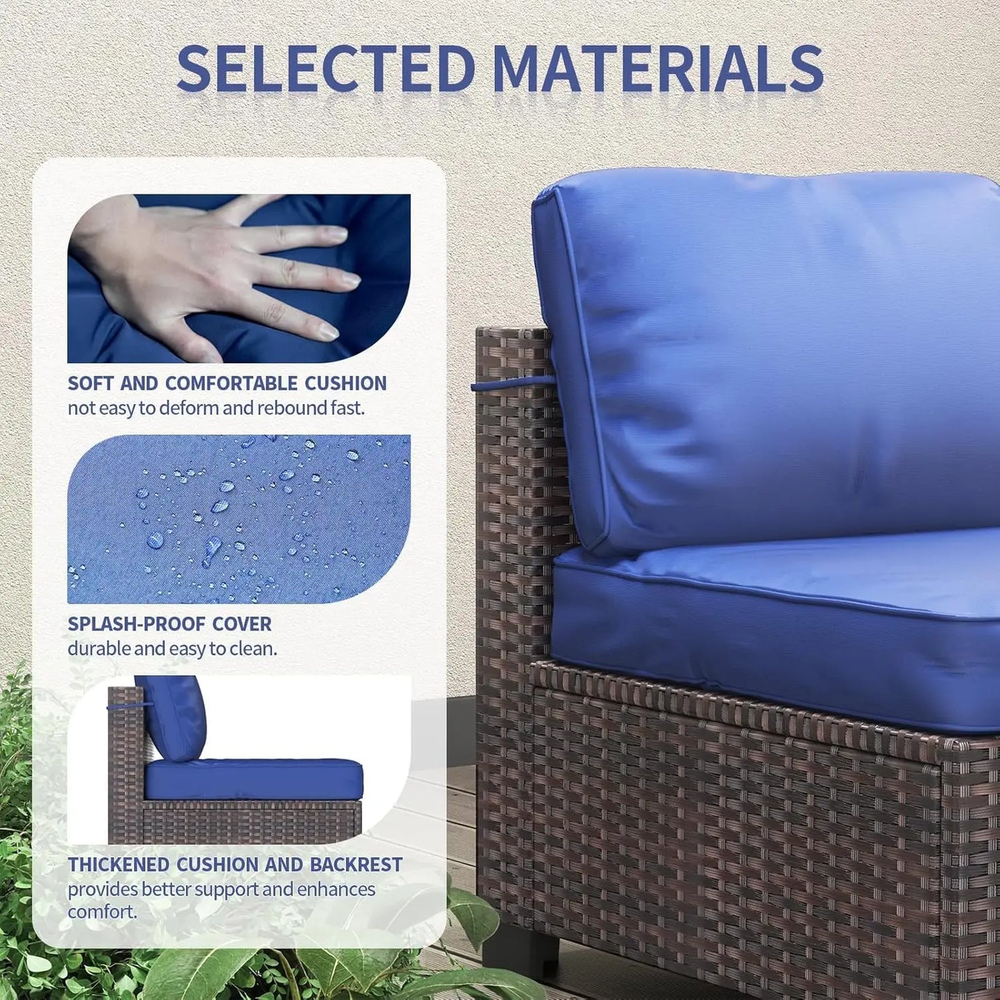 7-Piece Modular Outdoor Furniture Set, PE Rattan Wicker Sectional Modular Conversation Sofa Set, .