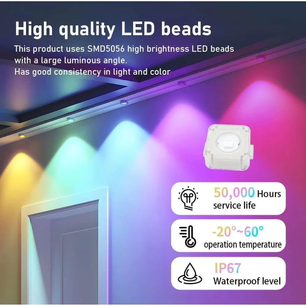 300ft Smart Eave Lights 180LEDS Permanent Outdoor Lights LED String Lights App Remote Waterproof .
