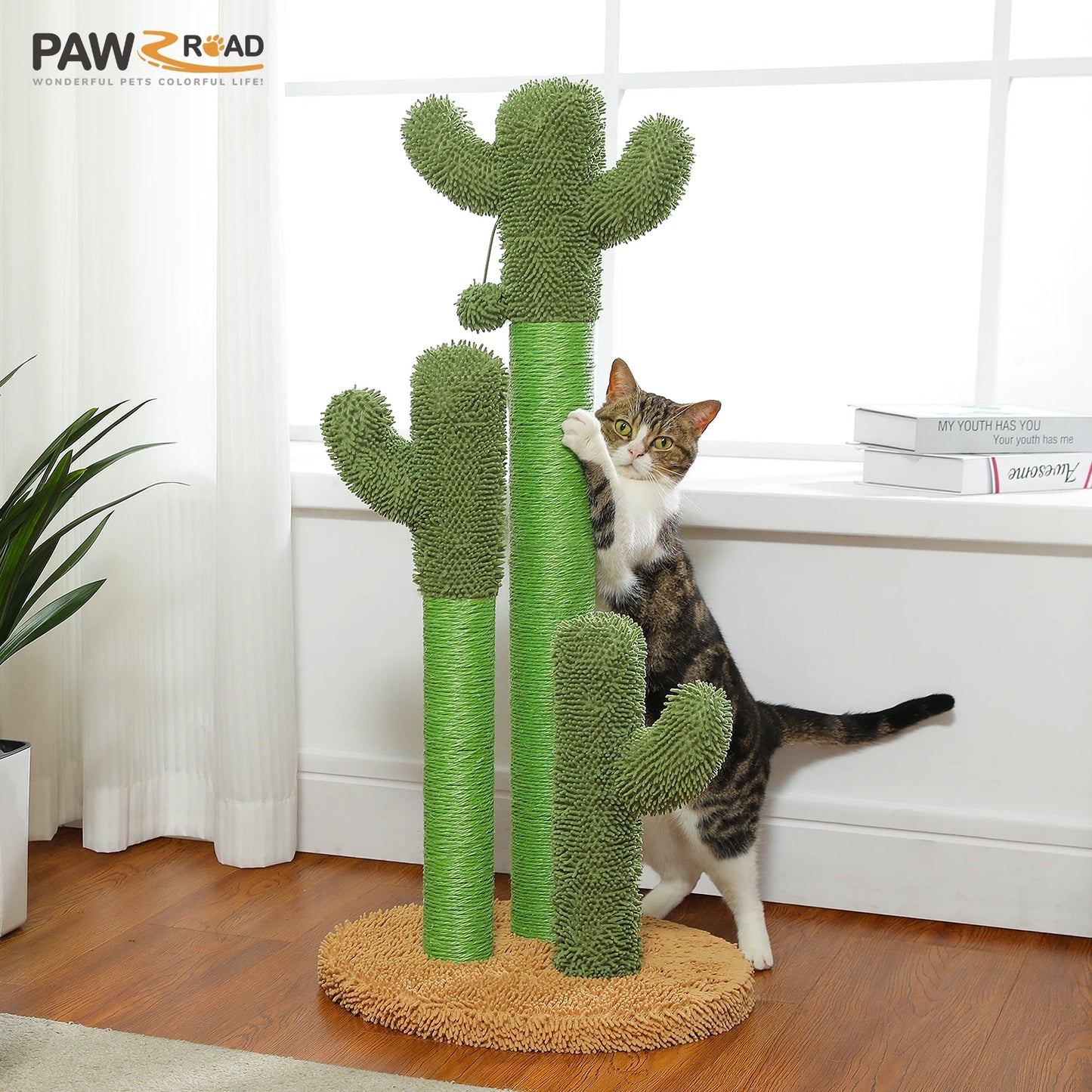 Cactus Cat Tree Small Cat Tower with Spacious Condo ,Cozy Hammock Ball, Scratching .