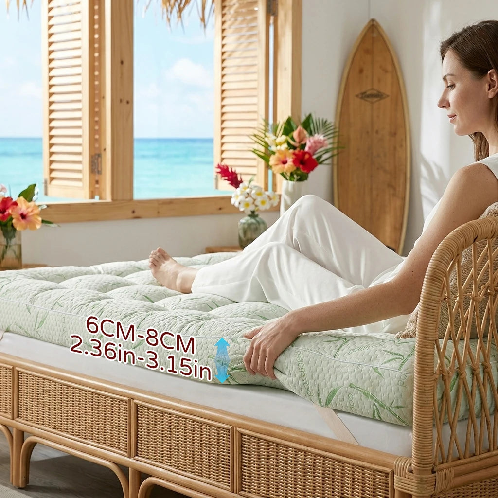 Cooling Mattress  Made Of Bamboo Fibers  With A Thick Cooling Pad Design  Suitable For Mattresses With Thickness Ranging From 8 To 21 Inches  As Well As Pillow Top Covers