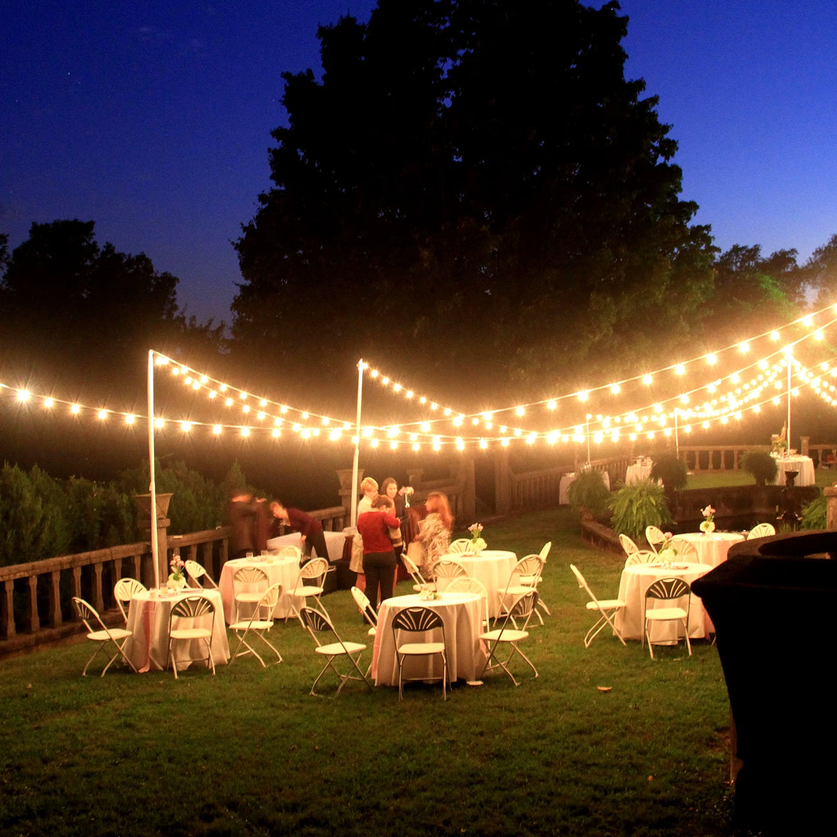 200FT ST38 LED Globe String Lights, 48 E12 Bulbs 2700K Warm White. with Hooks & Replaceable Shatterprof