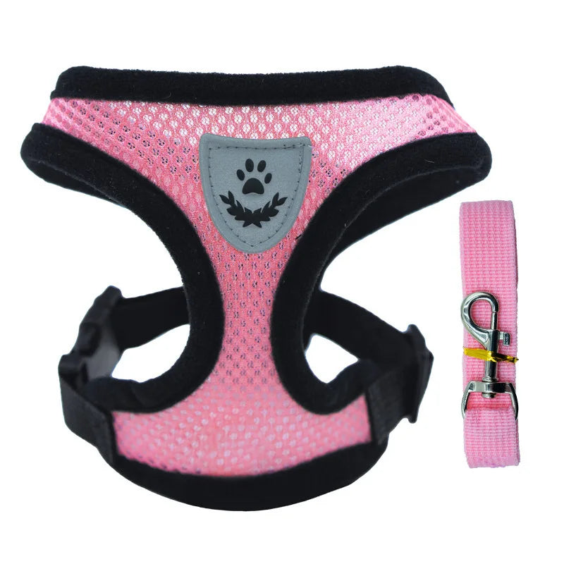 Hot summer small dog pet chest and back breathable dog chest and back suit cat outdoor traction rope .