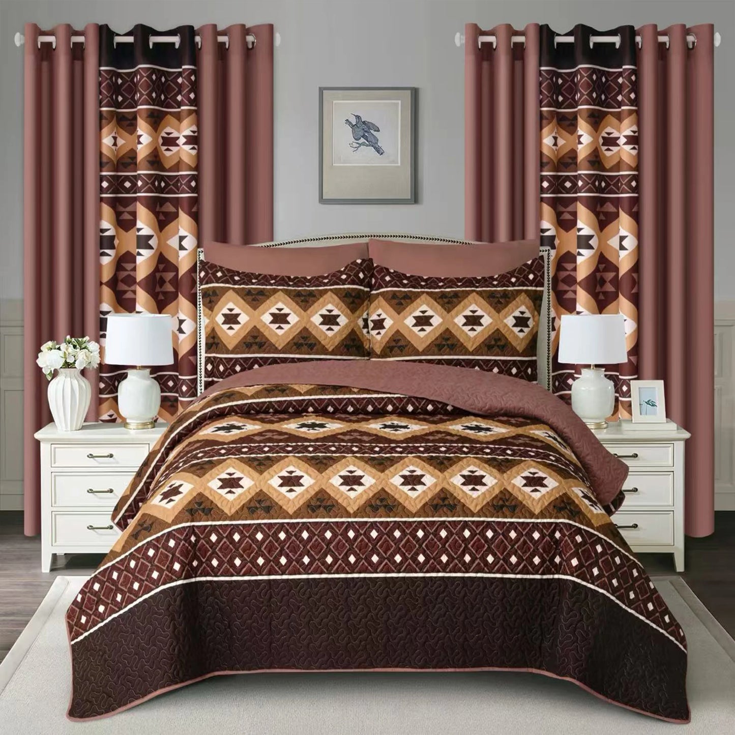 10 Pcs Printed Bedspread Set Luxury High Quality Quilt Set Quilting Thin Comforter Set All Season