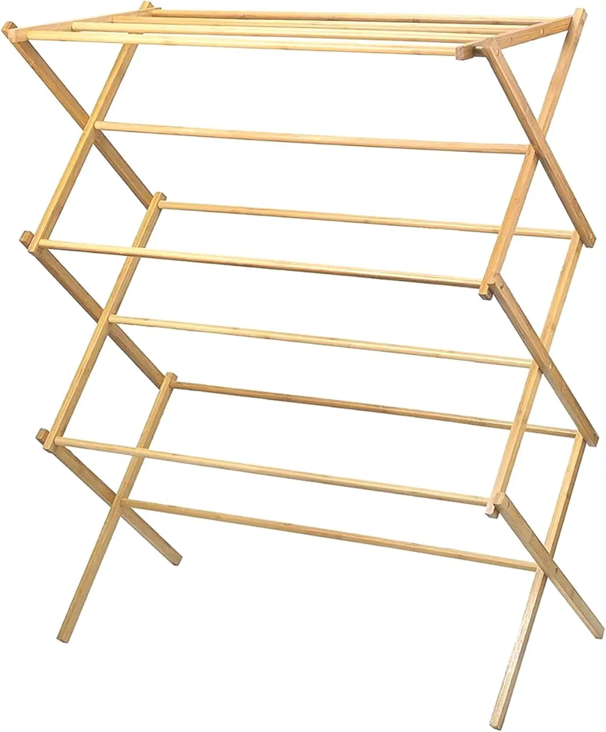 Foldable Wooden Clothes Drying Rack for Laundry – Pre-Assembled, Lightweight, 9-Bar Fold-Flat Design for Indoor or Outdoor Use