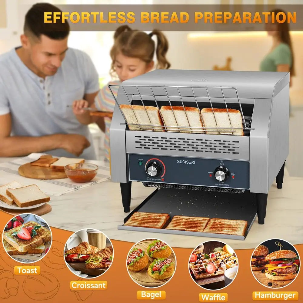Commercial Conveyor Toaster .3 Slice at Time 2600W Bun Toasters with Dual Heating Tube for Bagel