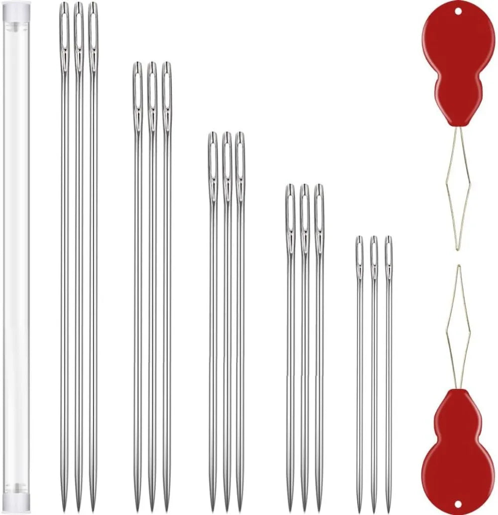 Extra Long Sewing Needles, 15 Pcs & 5 Sizes Upholstery Needles 4-8 inch .