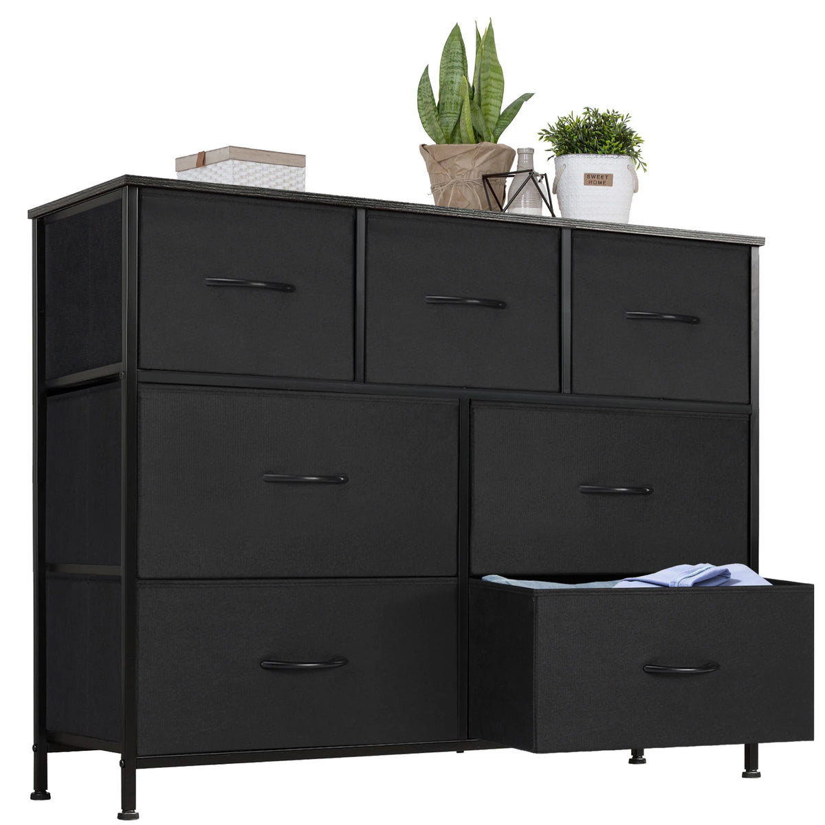 .Dresser . With 7 Fabric Drawers Organizer Storage Closet Chest Clothes.
