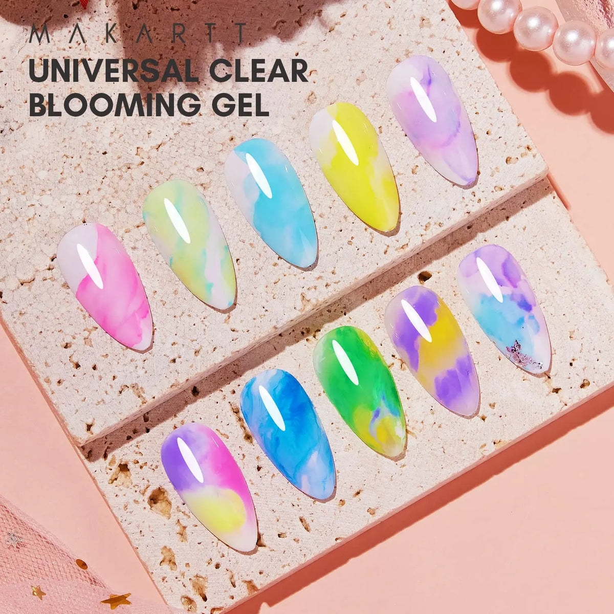 Makartt  Clear Blooming Gel, 15ml Soak Off Nail Lamp Gel Nail Polish Glossy Finish.