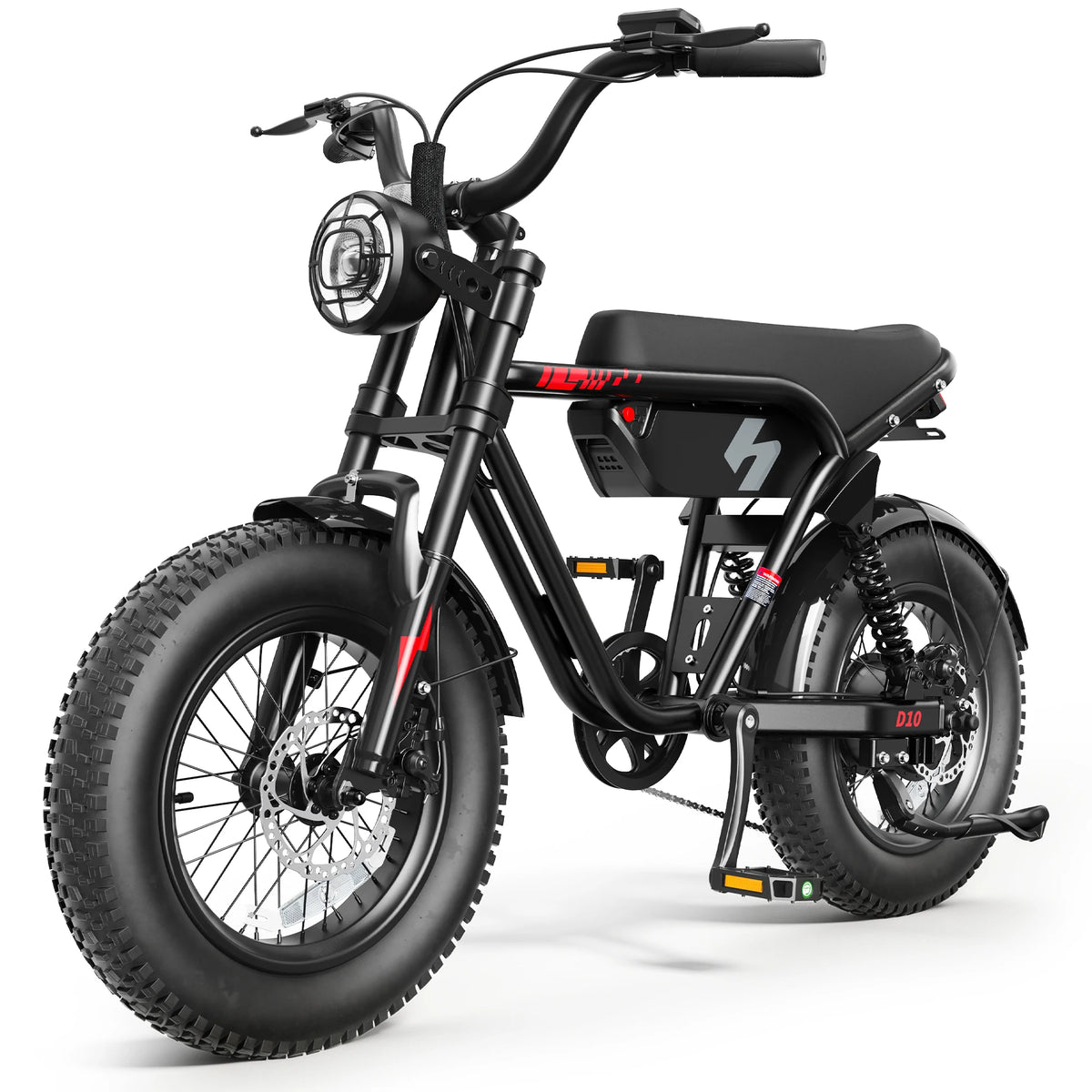 Hopepeak D10 Electric Bike, 16" Fat Tires Electric Mountain Bike, 1500W Peak Motor 48V 13Ah, 25 MPH 60Mi Range Off-Road Ebike with Full Suspension