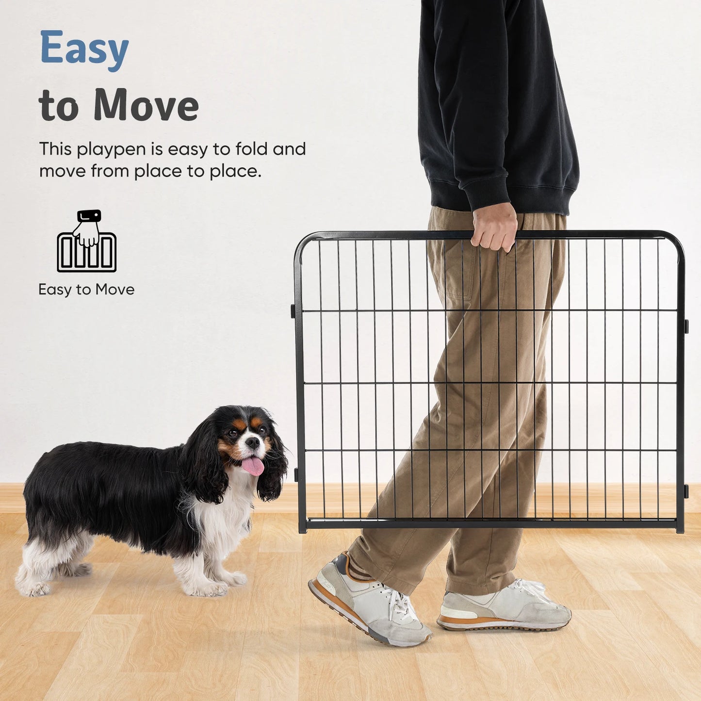 Metal 8 Panels Dog Playpen Pet Fence 24 Inch to 32 Inch Foldable