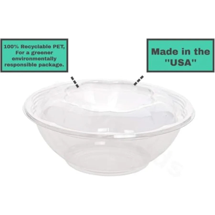 Disposable Plastic Salad Bowls with Airtight Lids .