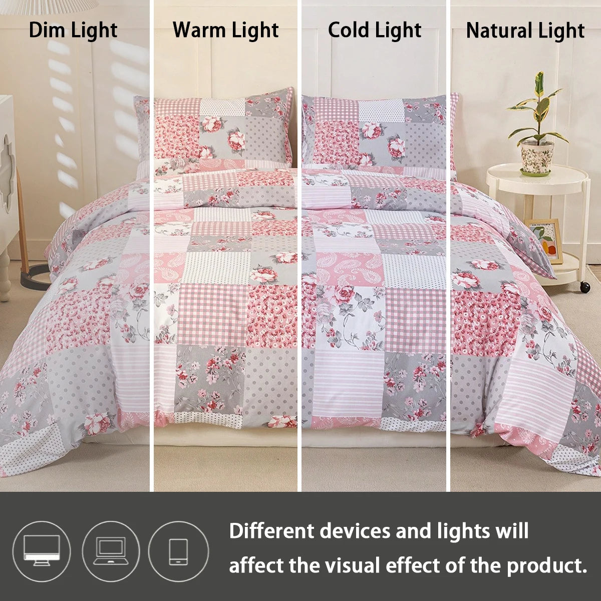 Patchwork Floral Light Pink Printed Duvet Cover Set