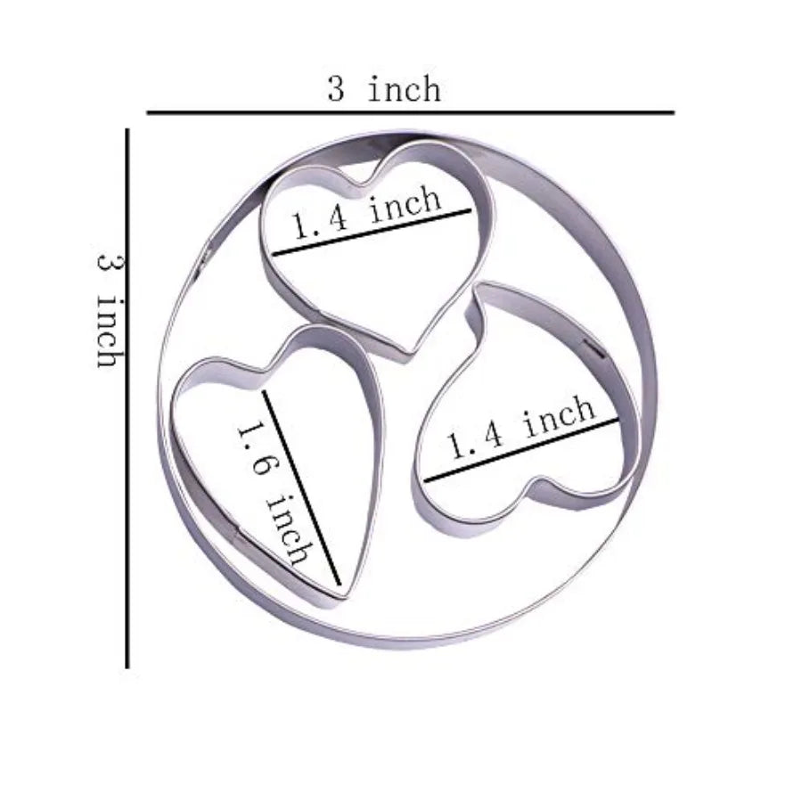 Mini Heart Cookie Cutter Set 4 Piece Stainless Stee
