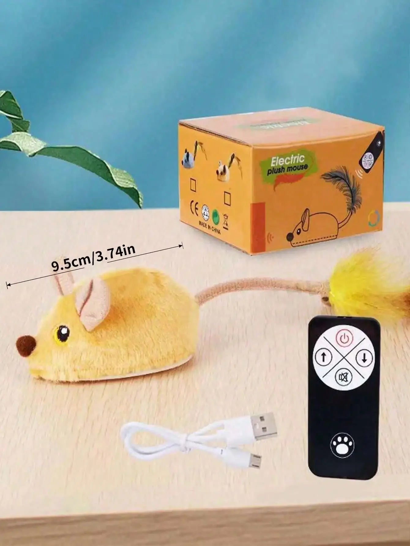 1pc Yellow Automatic Electric Mouse Toy Remote-Controlled