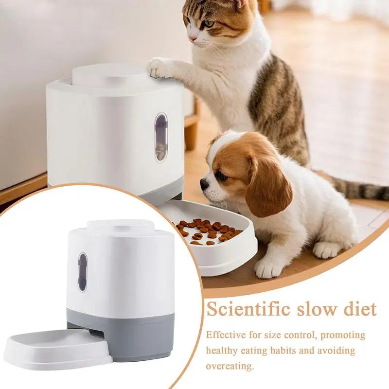 Cat Food Dispenser 1.5L Press Automatic Dog Treat Feeder With Bowl Slow Feeding Bowl Interactive Enrichment Toys For Small