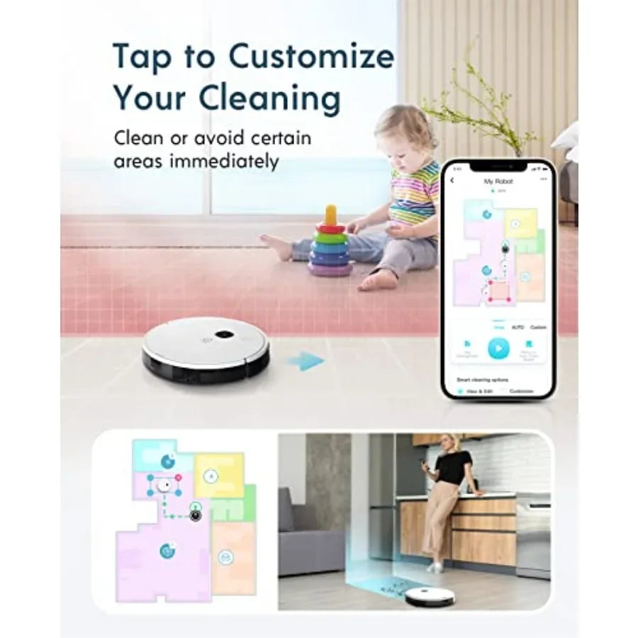 Vac Station Robot Vacuum and Mop for Home Use Plastic, Black Self-Emptying 3-in-1 Cleaner .