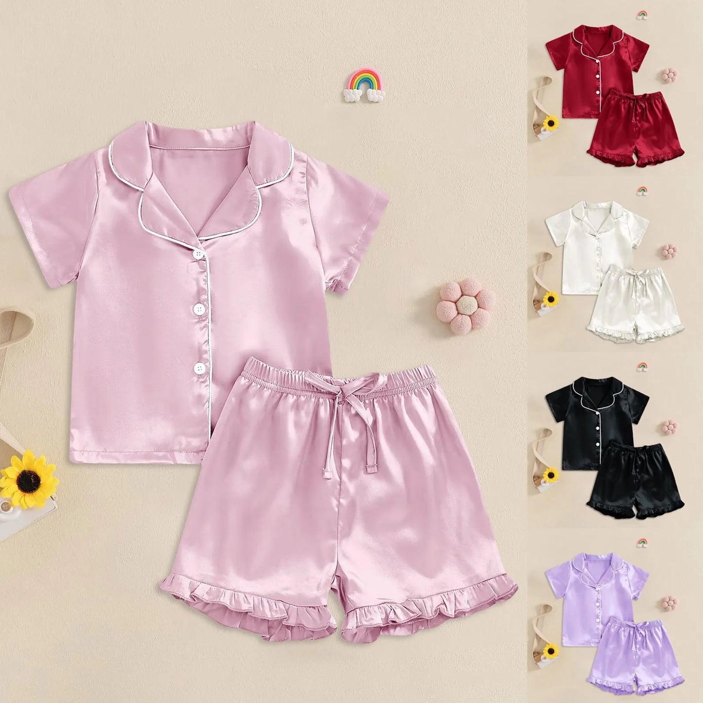 Baby Girl Warm Clothes Toddler Silk Pajamas  Slippers