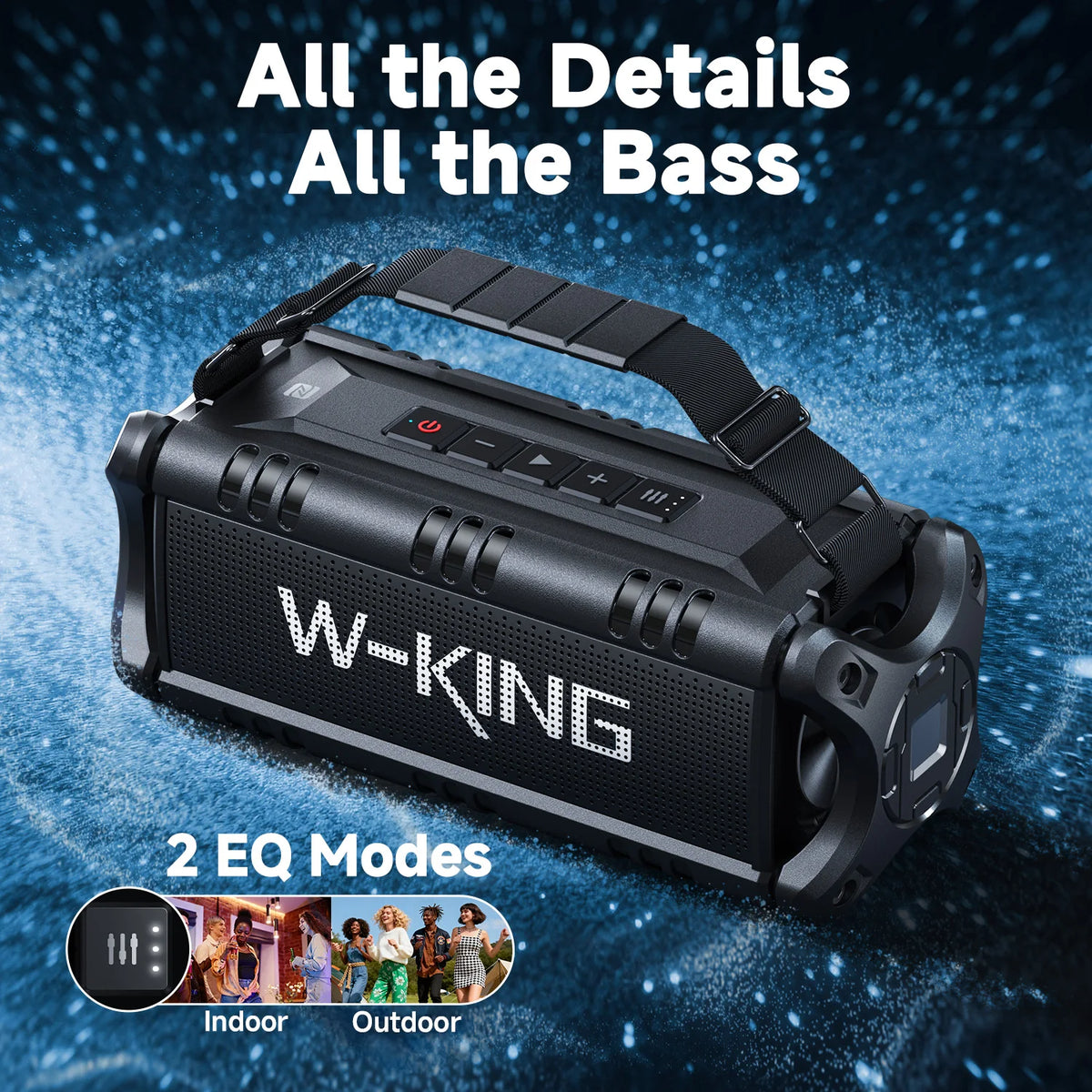 W-KING D8 Bluetooth Speaker, 50W RMS IPX6 Waterproof Loud Speakers Bluetooth Wireless.