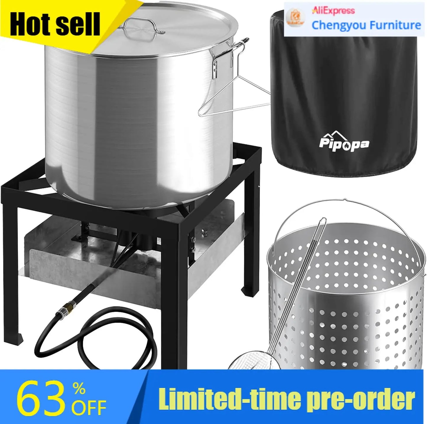 Outdoor Crawfish Boiler Seafood Boil Kit Includes Crab Pot