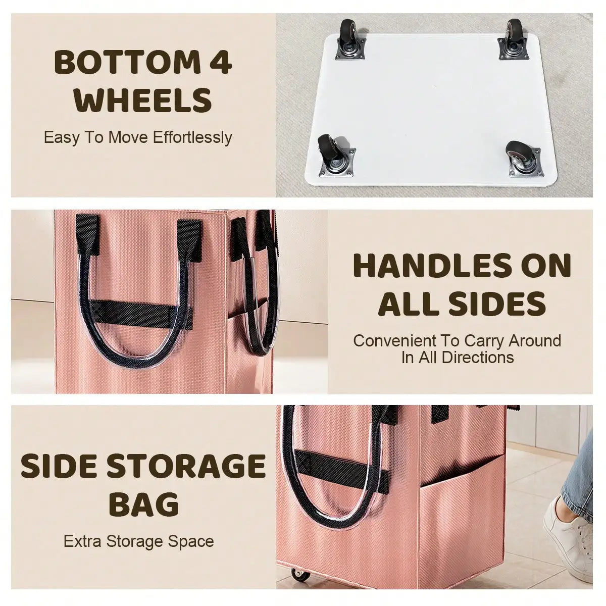 Rolling Grocery Shopping Tote - Portable Large Capacity Wheel Bag .
