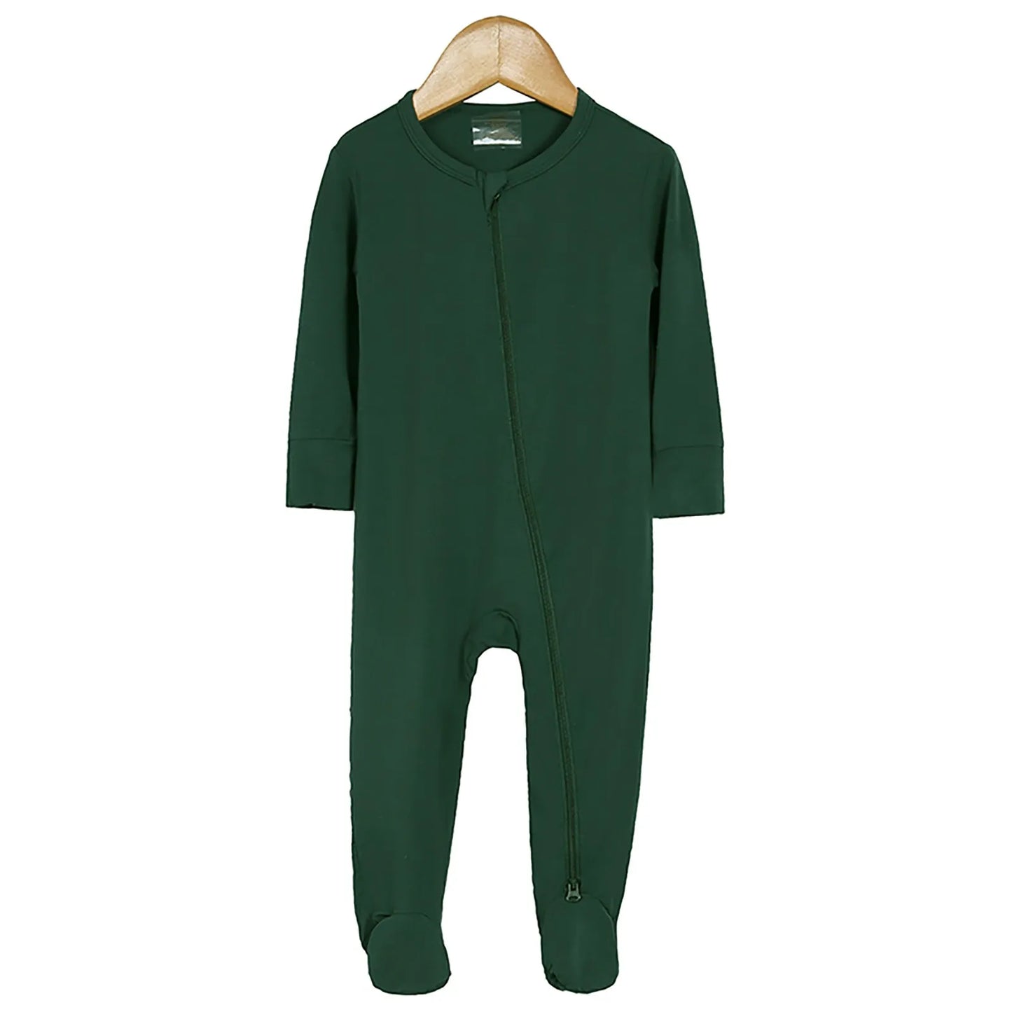 Long Zipper Girls Bodysuits Footed Long Sleeve Baby Pajamas